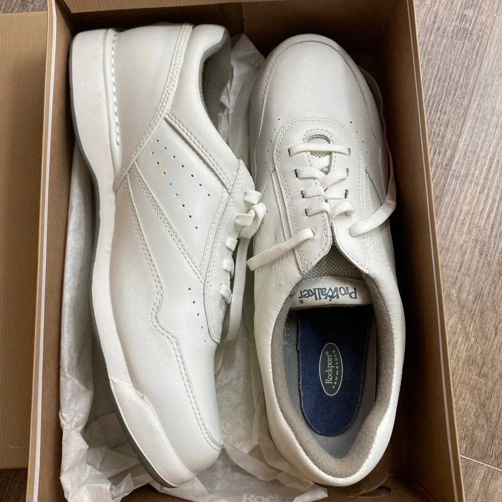 Rockport ProWalker Womens 9.5 N Narrow White Leather Walking Shoes WR7104N